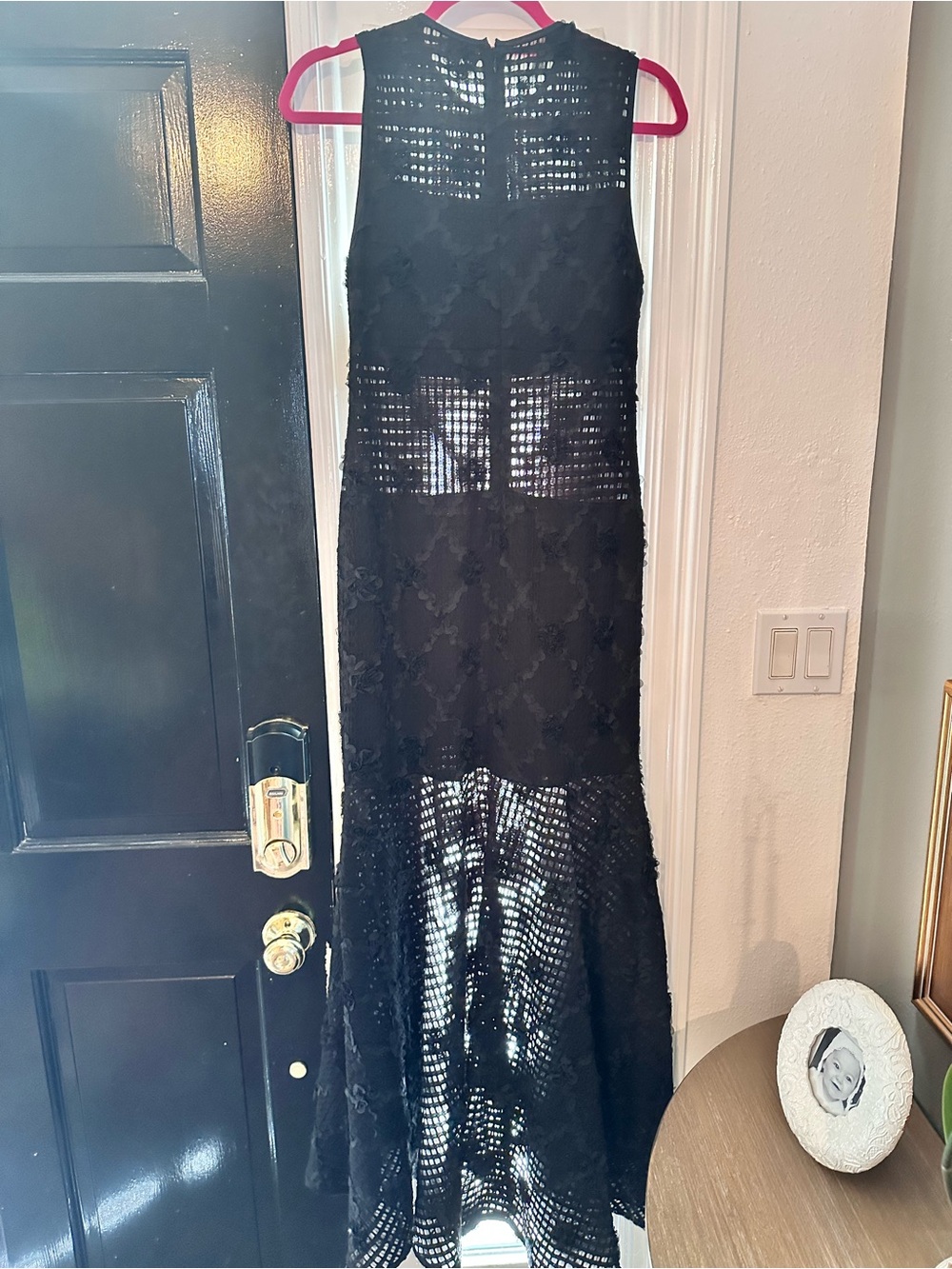 Amanda Uprichard Black Lace Maxi Dress with Sheer Panels